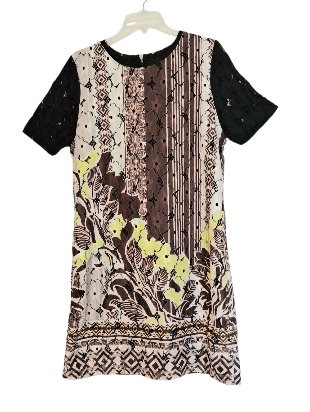 Hale Bob Eyelet Lace Overlay Shift Dress Sz Lg - Picture 2 of 13